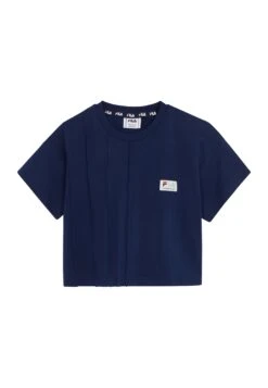 Fila Apparel Taucha Cropped Tee With Pintucks - T-Shirt Print - Medieval Blue