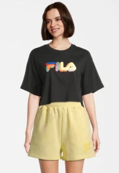 Fila Apparel Beuna Cropped Graphic Tee - T-Shirt Print - Black